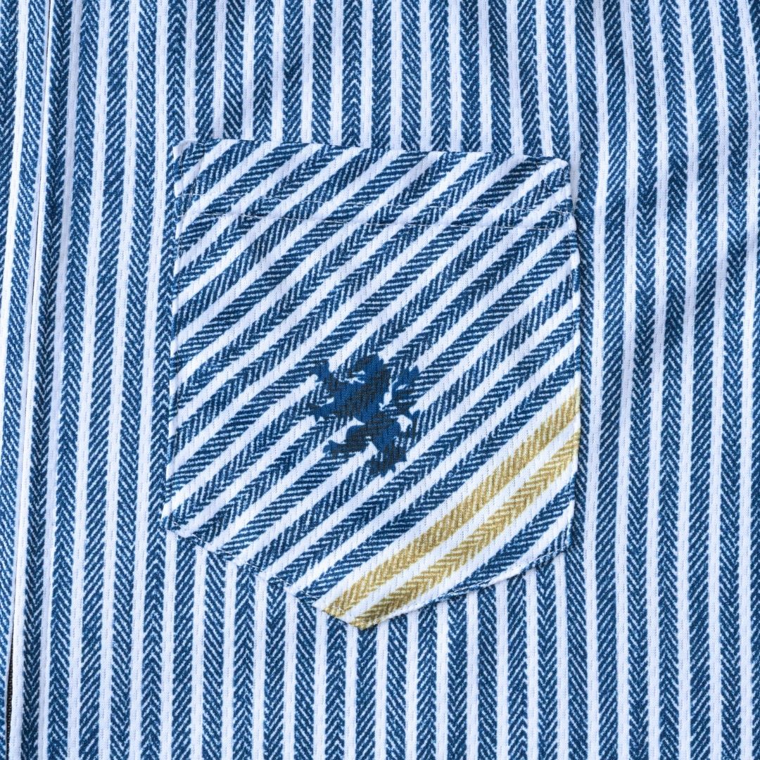 【直営店限定】長袖シャツジャージ　ヘリンボーンストライプ