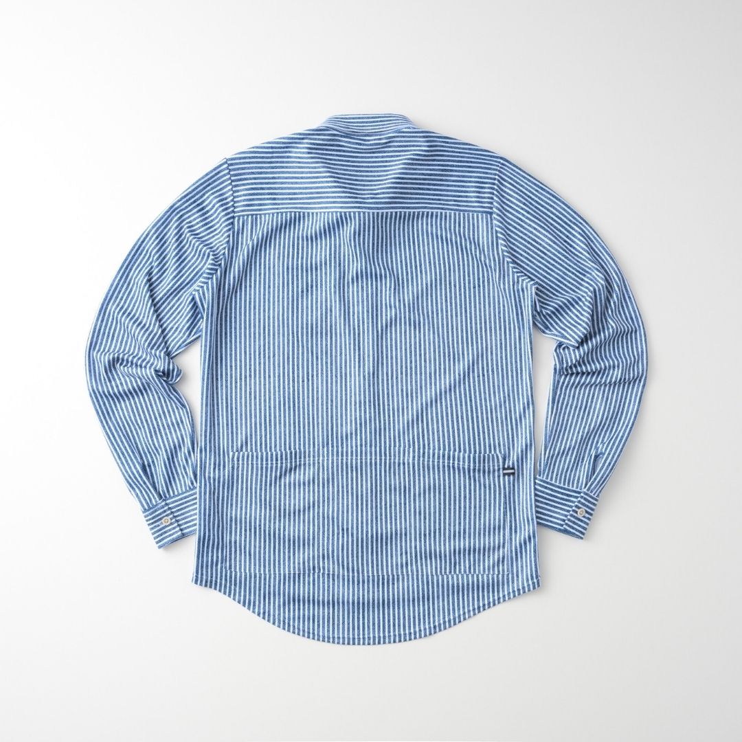 【直営店限定】長袖シャツジャージ　ヘリンボーンストライプ