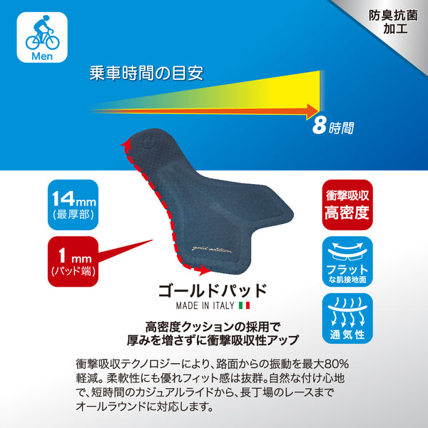 【直営店限定】ビブショーツ　クロスオーバー2　ゴールドパッド　ブラック