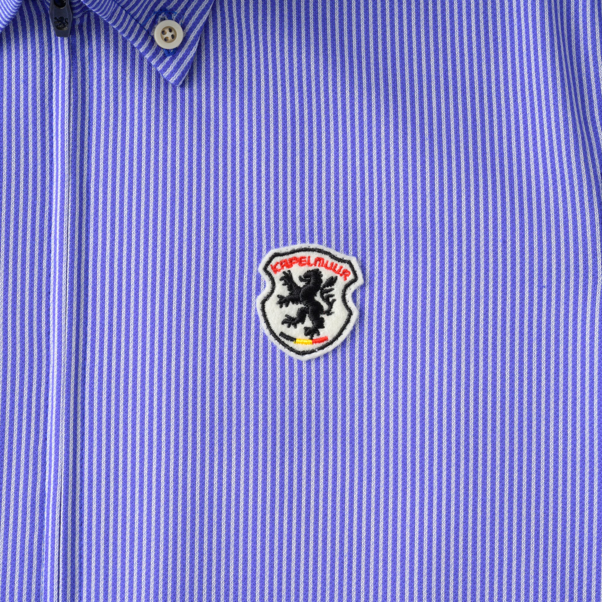 【直営店限定】半袖ニットシャツジャージ　ストライプ　ライトブルー