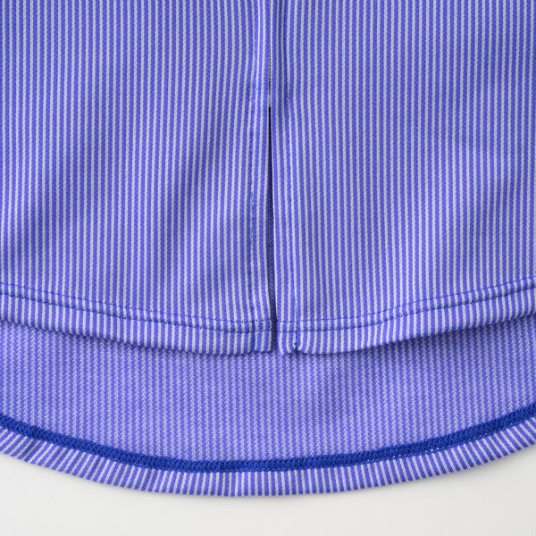 【直営店限定】半袖ニットシャツジャージ　ストライプ　ライトブルー