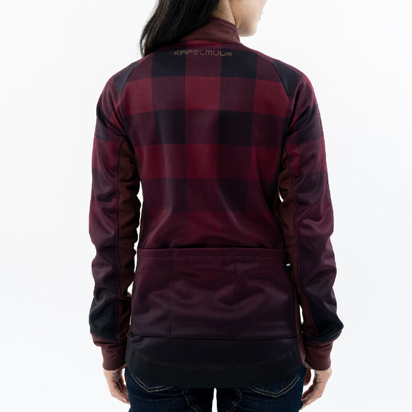 Ladies Thermo Jacket Buffalo Check Burgundy