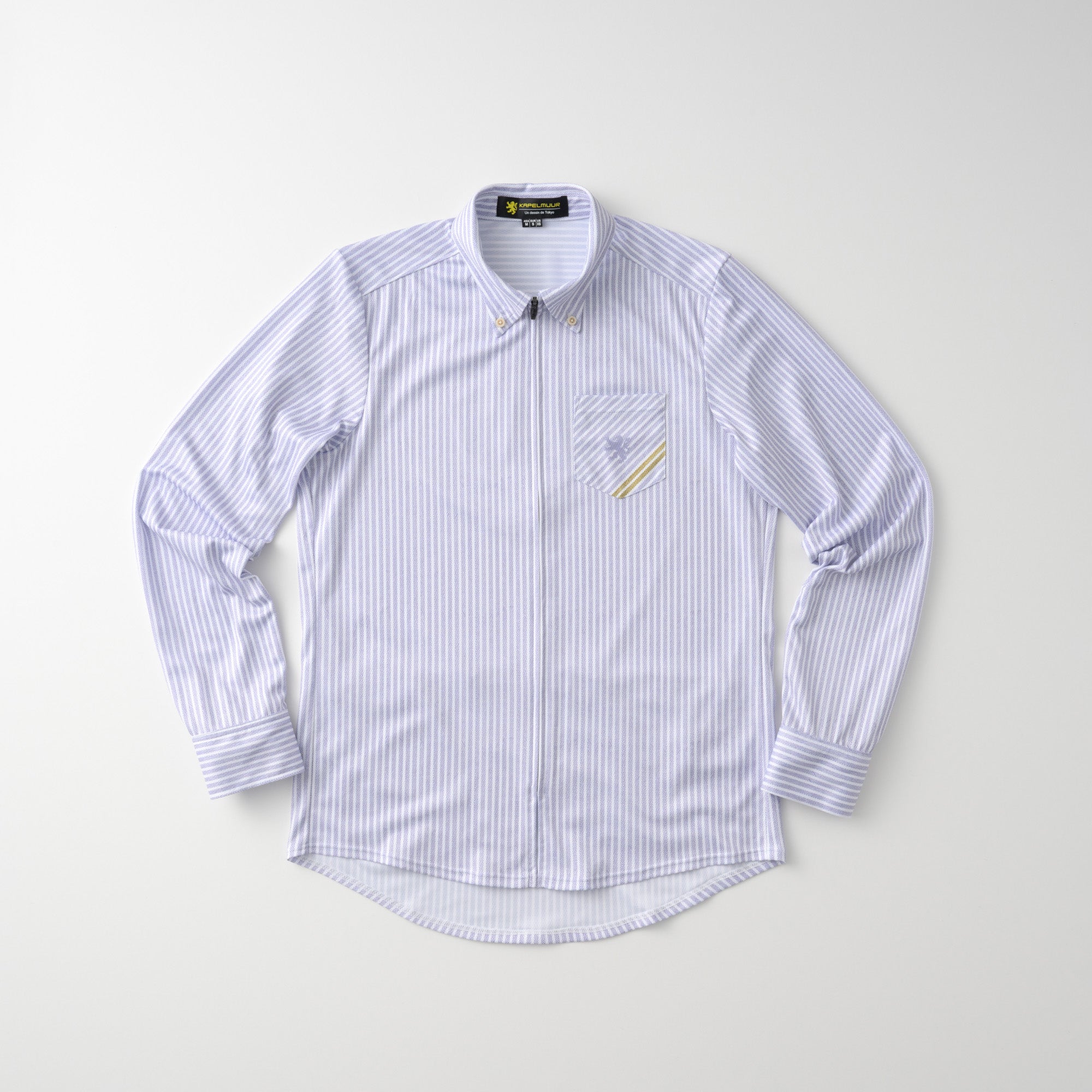 【直営店限定】長袖シャツジャージ　ヘリンボーンストライプ