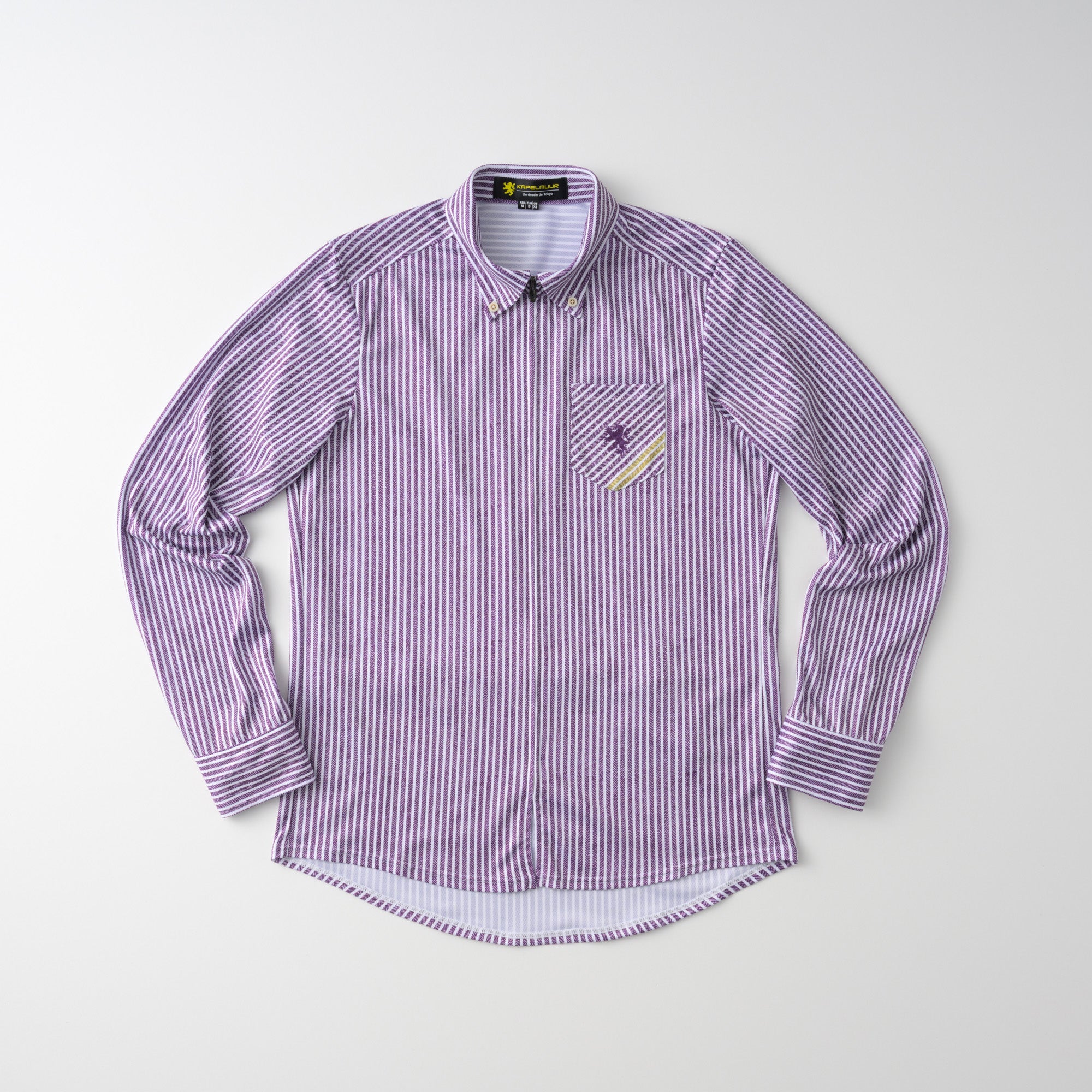 【直営店限定】長袖シャツジャージ　ヘリンボーンストライプ