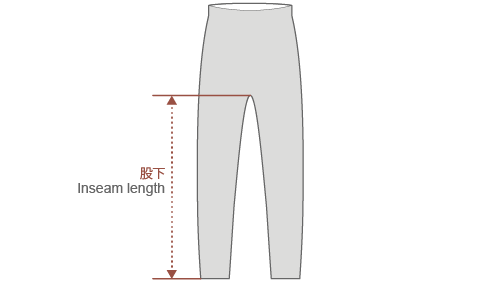Long pants product actual size diagram
